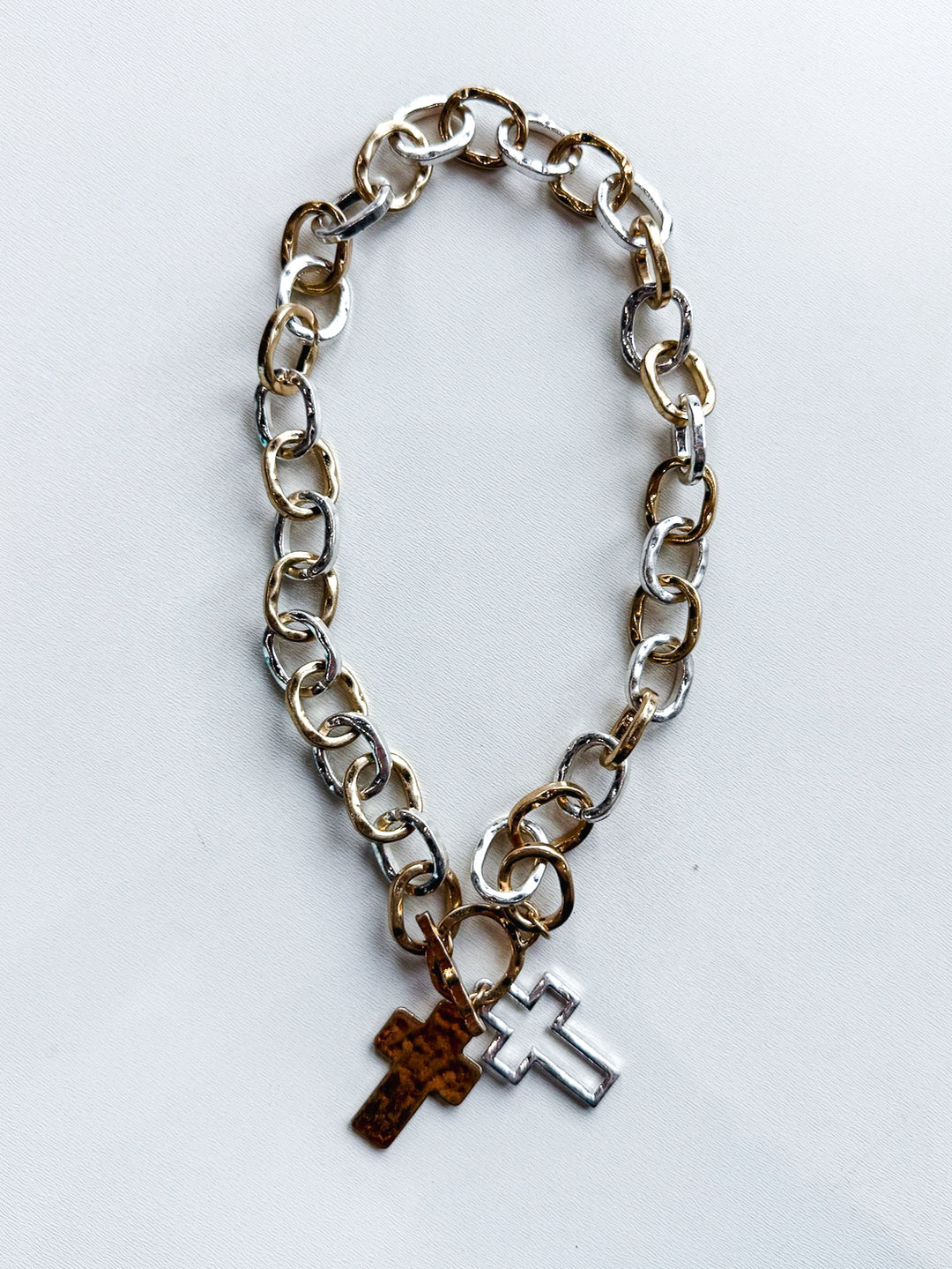 Double Lined Cross Thick Chain Necklace