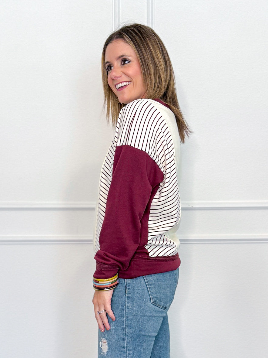 Penelope Pinstripe Pop Sweater