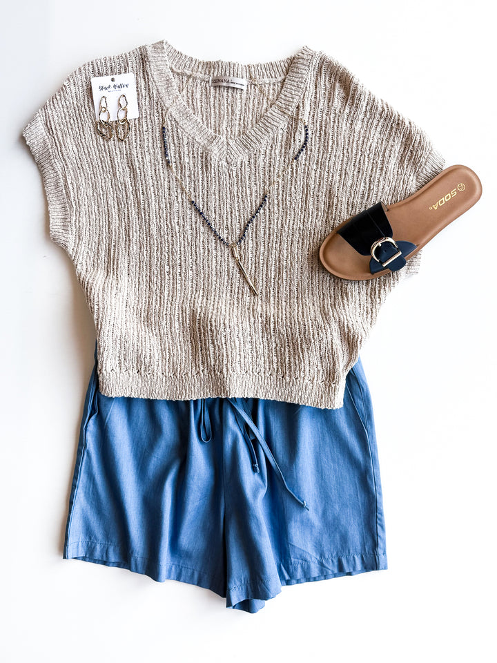 Timeless Textured V Neck Sweater