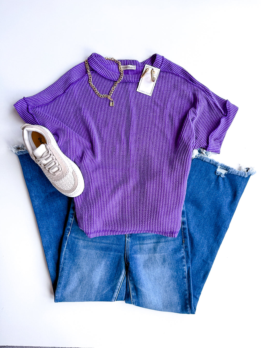 Soft Structure Ribbed Cuff Sleeve Top