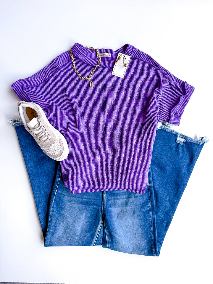Soft Structure Ribbed Cuff Sleeve Top
