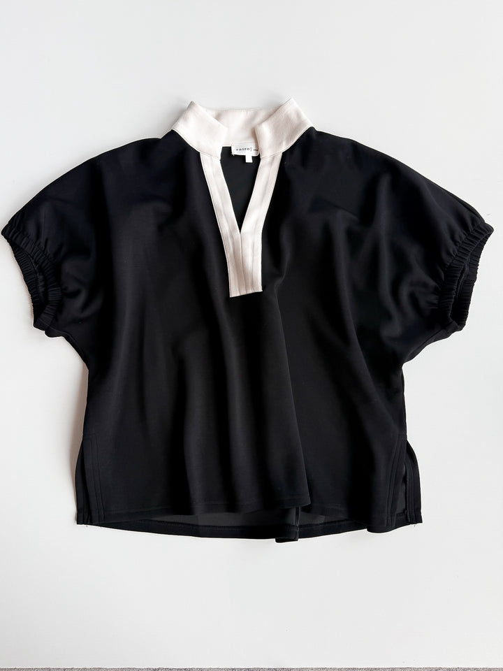 Perfectly Pleated V Neck Blouse