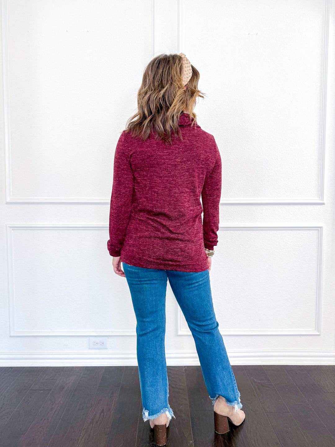 Pop of Print Cowl Neck Pullover