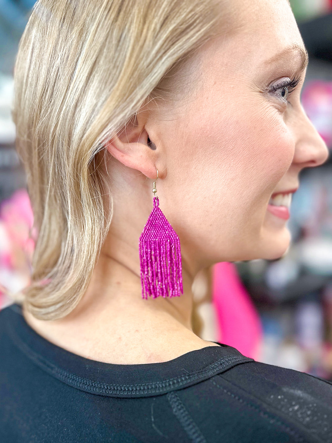 Lexie Solid Beaded Fringe Earring