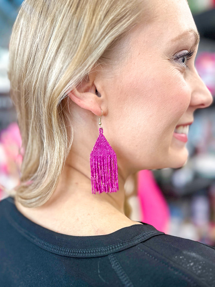 Lexie Solid Beaded Fringe Earring