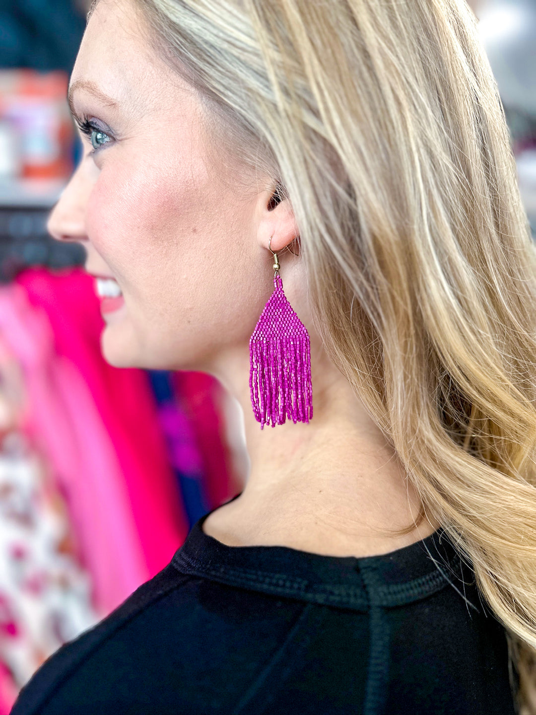 Lexie Solid Beaded Fringe Earring