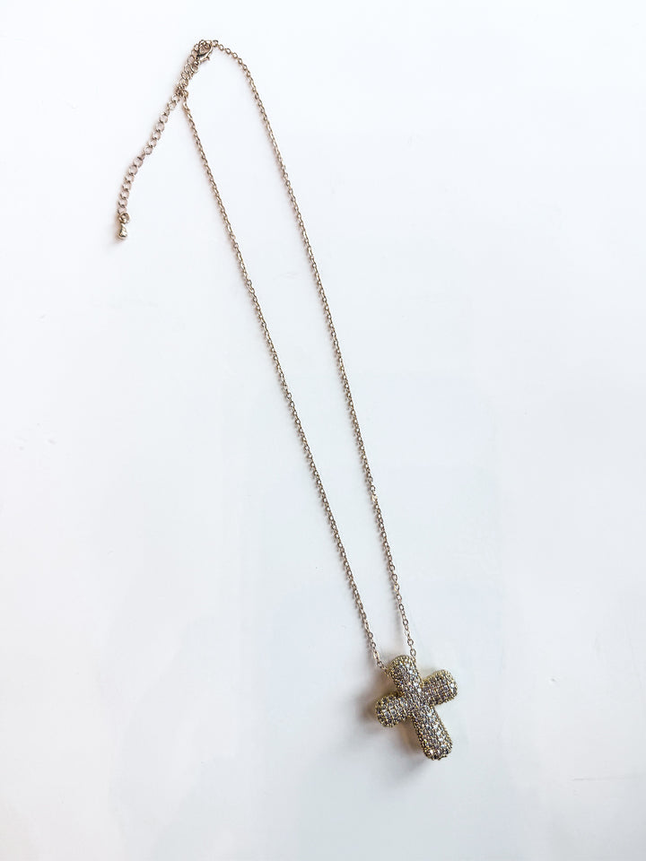 1 Inch Fully Rhinestone Cross Necklace