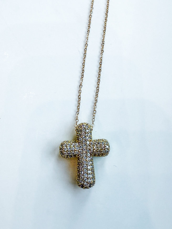 1 Inch Fully Rhinestone Cross Necklace