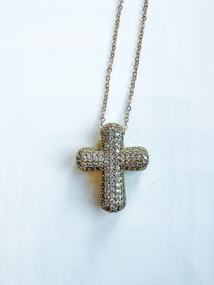 1 Inch Fully Rhinestone Cross Necklace