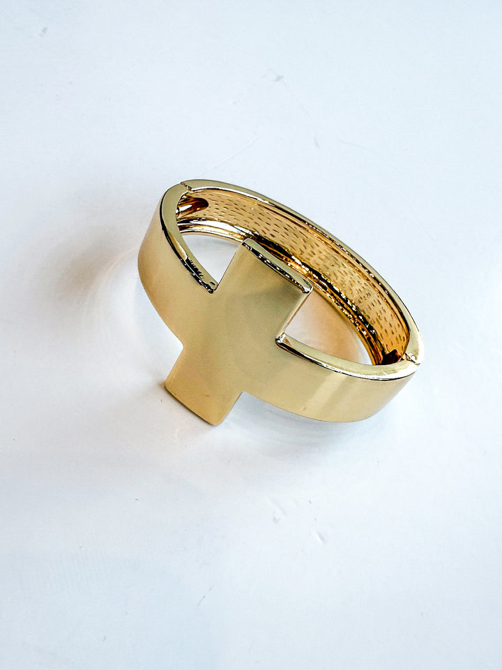 Stainless Steel Gold T Hinge Bracelet