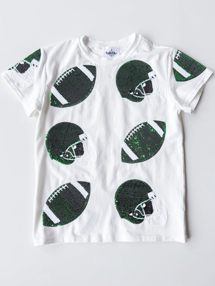 Football Fever Glitter Helmet Tee
