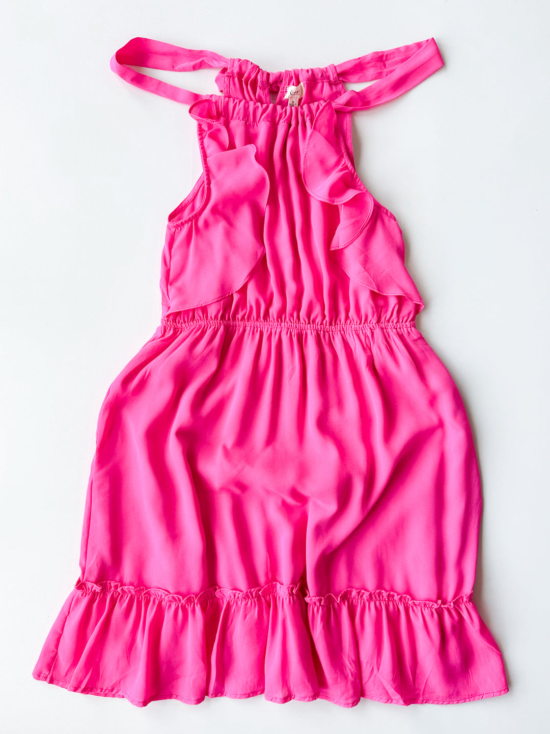 Pink Palms Neck Tie Dress