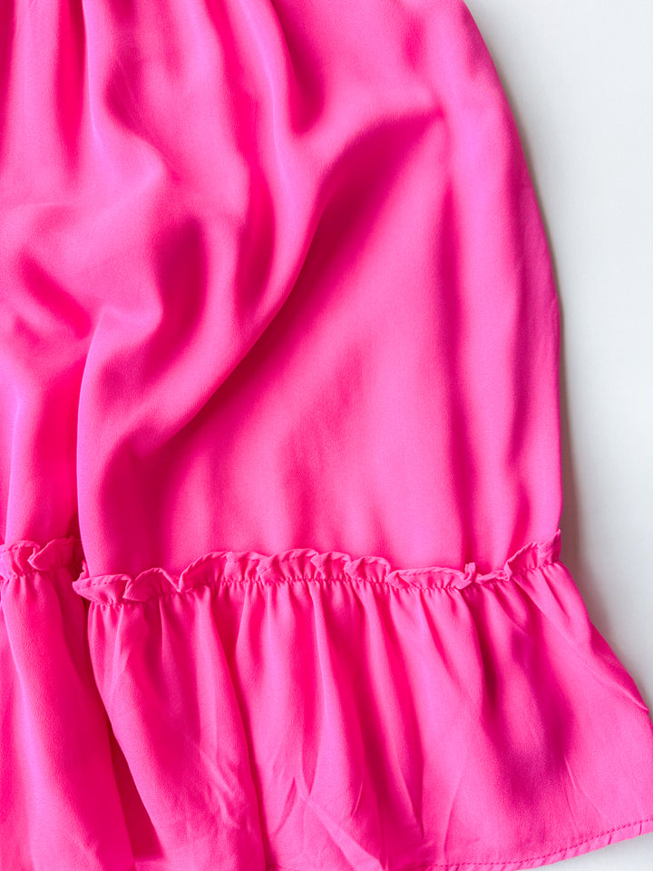 Pink Palms Neck Tie Dress