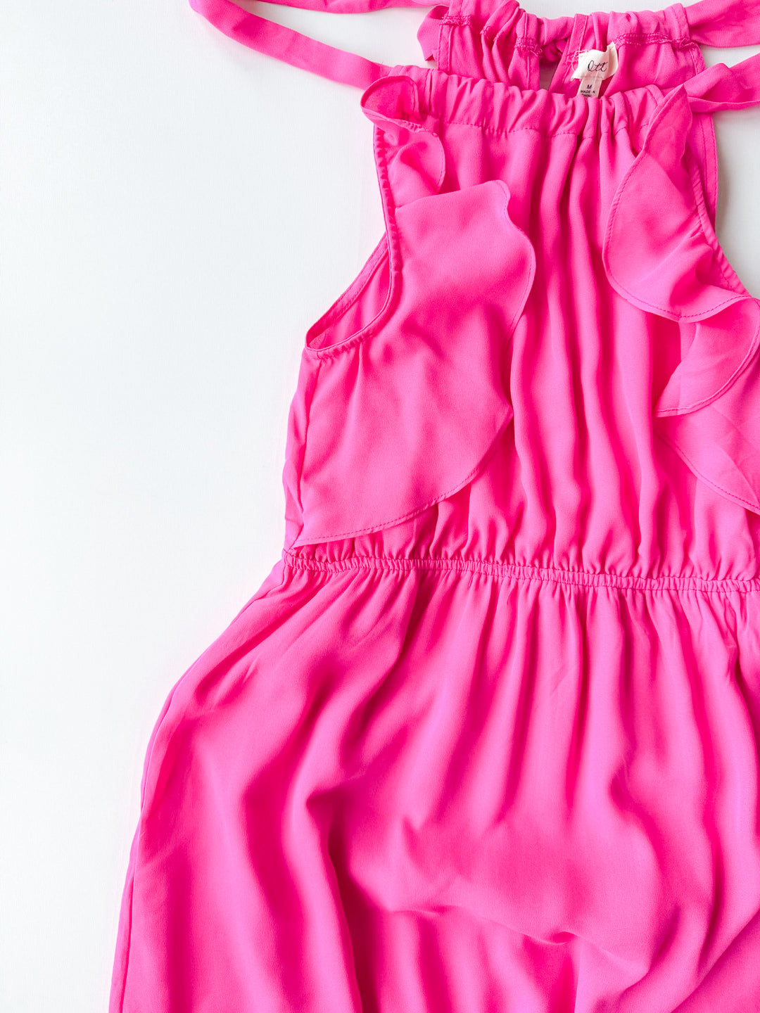 Pink Palms Neck Tie Dress