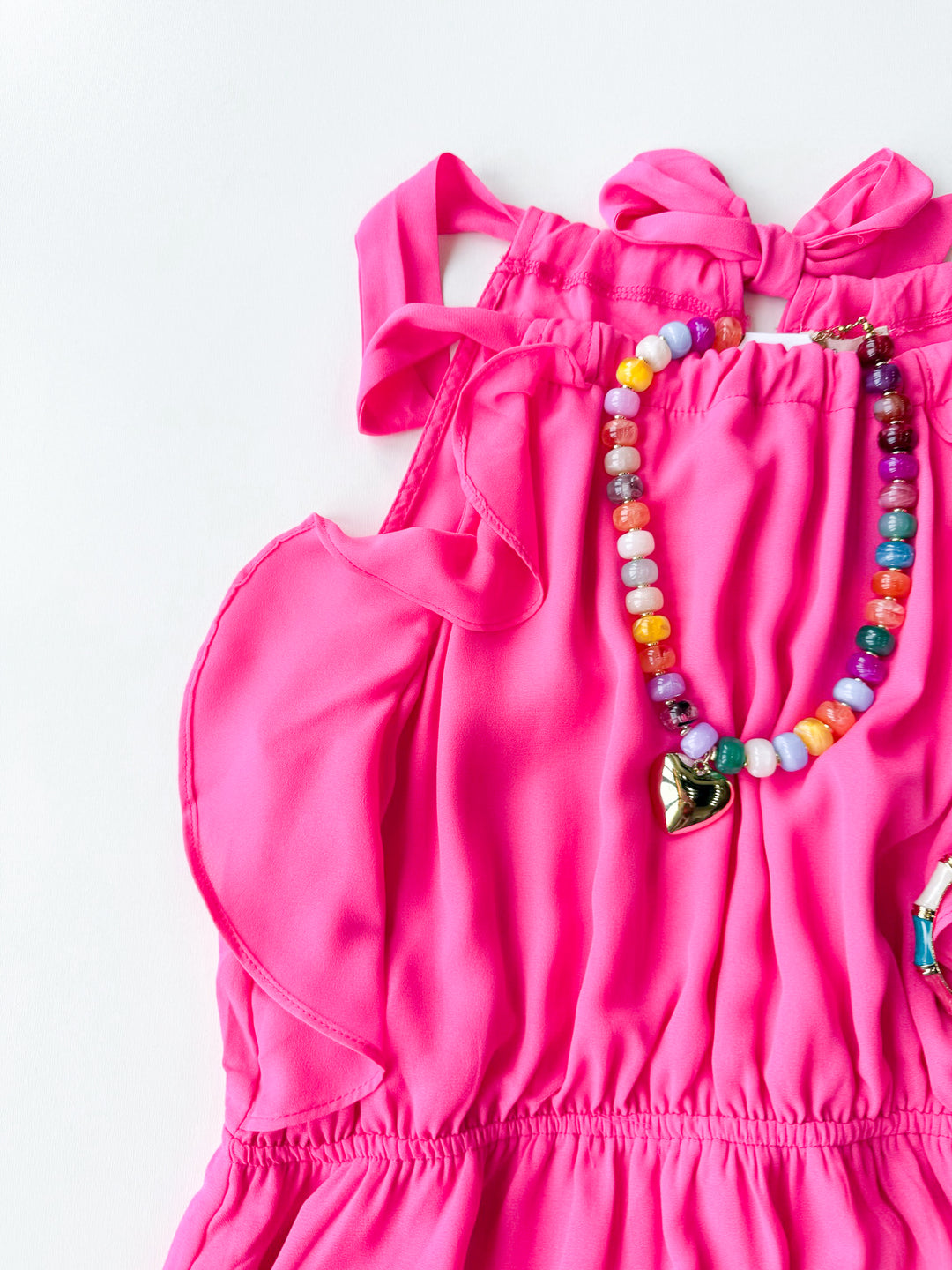 Pink Palms Neck Tie Dress