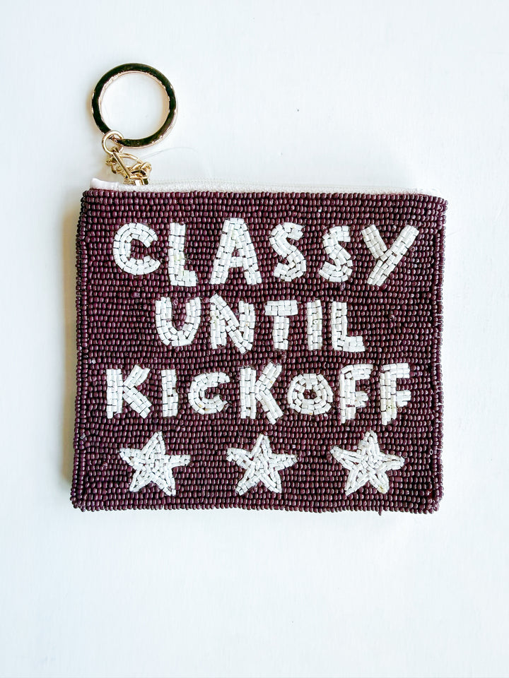 Classy Until Kickoff Beaded Coin Purse