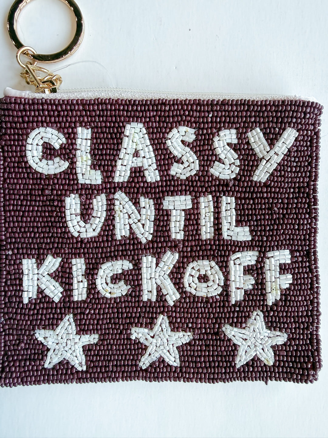 Classy Until Kickoff Beaded Coin Purse