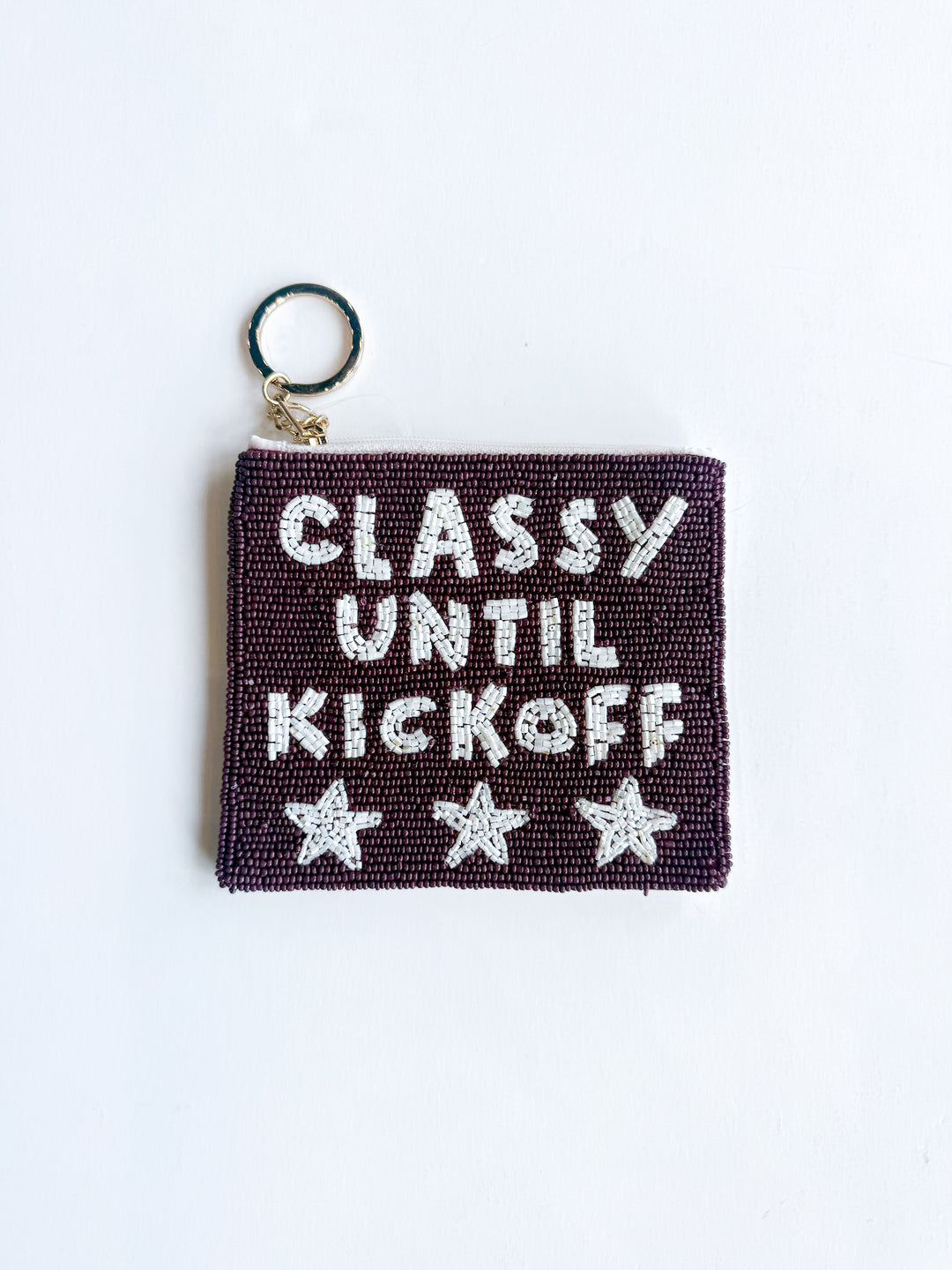 Classy Until Kickoff Beaded Coin Purse