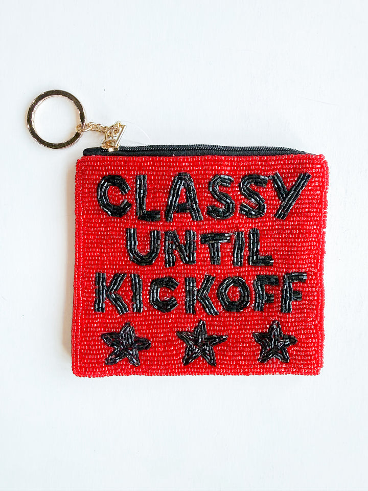 Classy Until Kickoff Beaded Coin Purse
