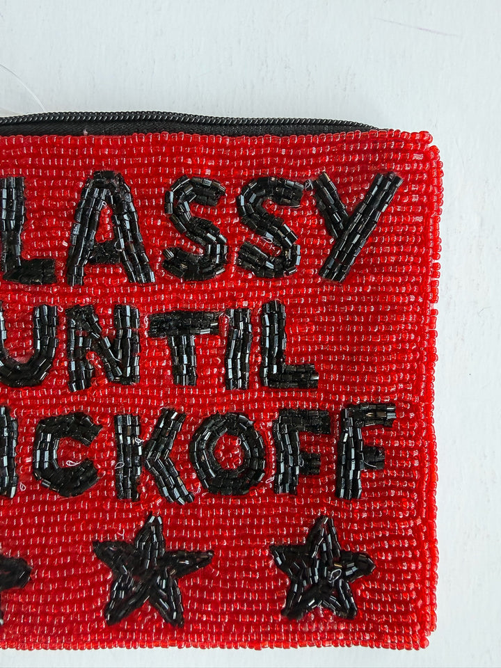 Classy Until Kickoff Beaded Coin Purse