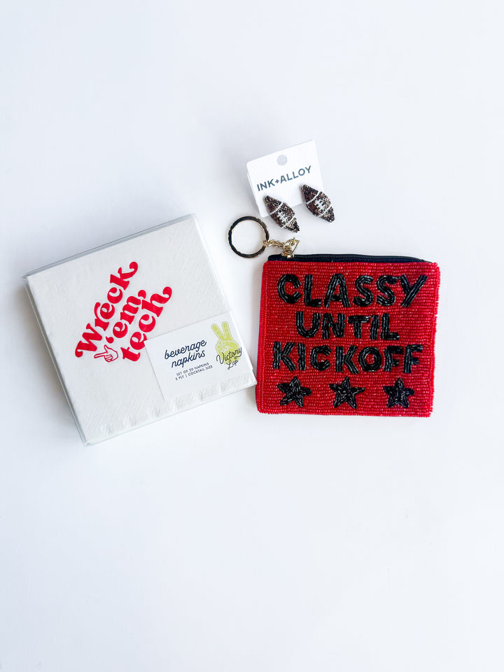 Classy Until Kickoff Beaded Coin Purse