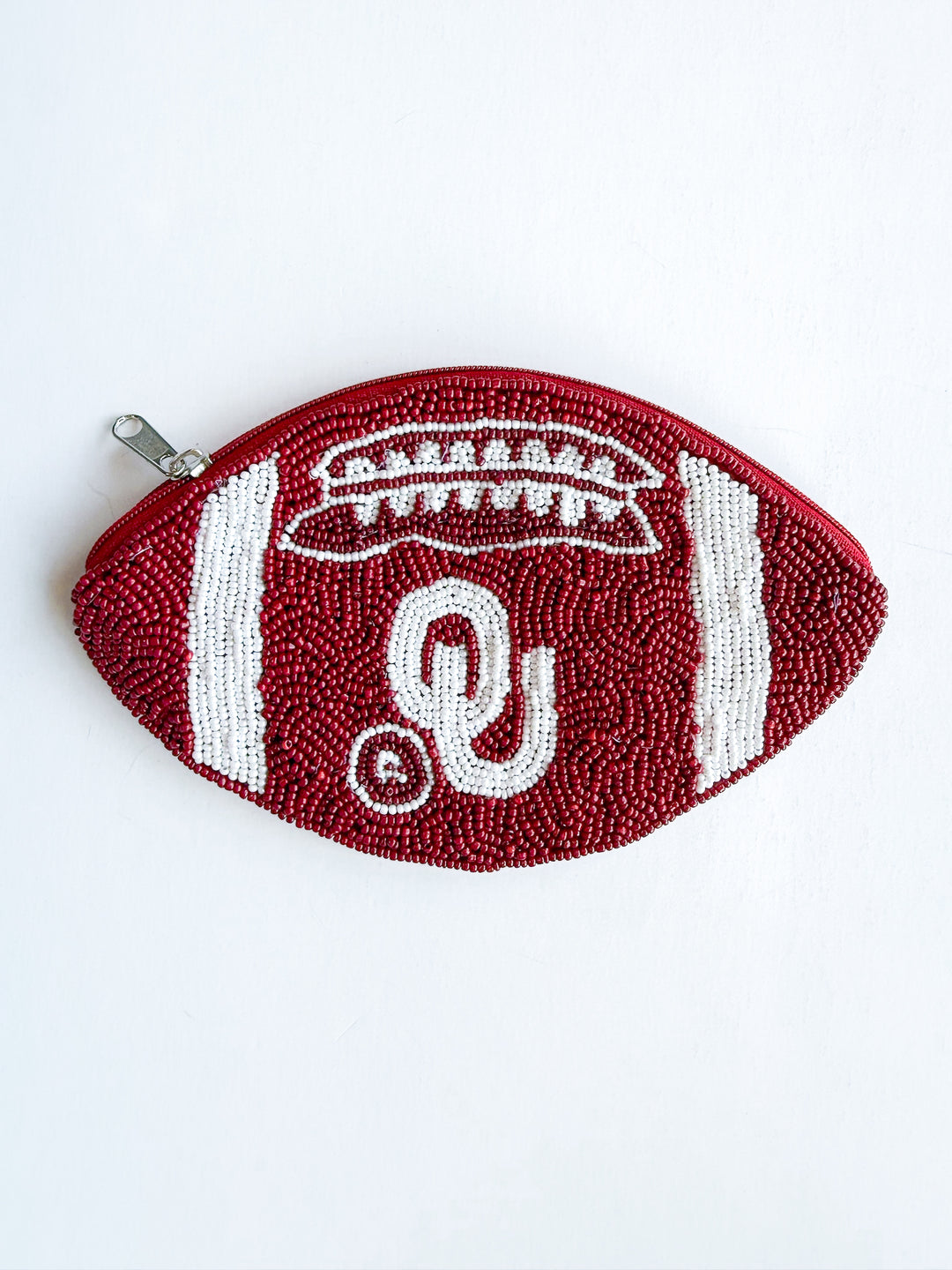 Oklahoma Beaded Football Coin Purse