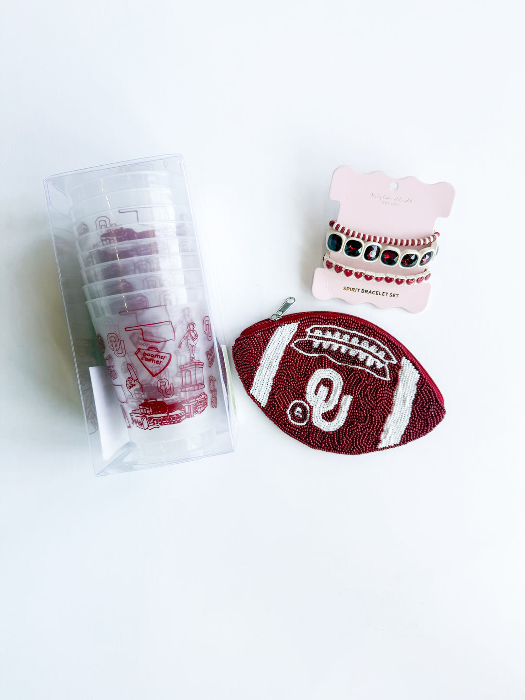Oklahoma Beaded Football Coin Purse