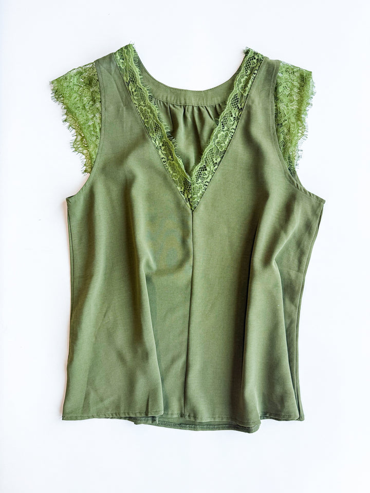 Layered in Lace V Neck Top