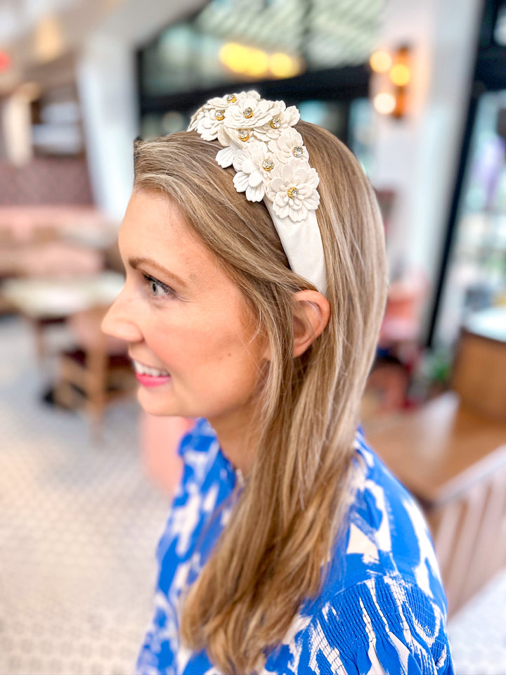 Flower & Rhinestone Headband