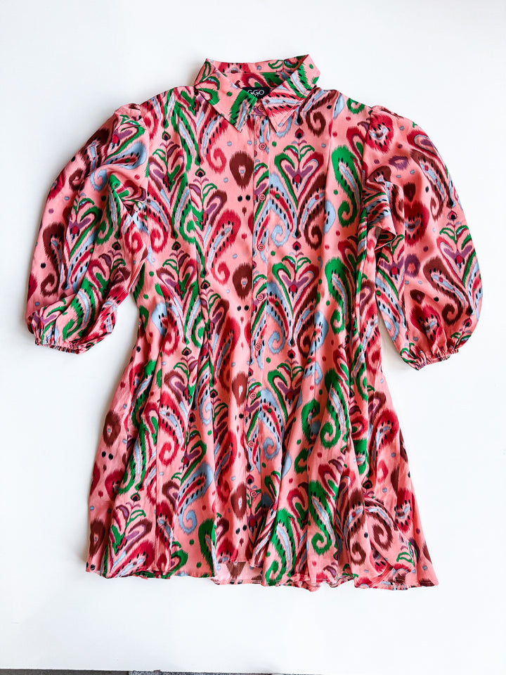 Playfully Pleated Print Dress