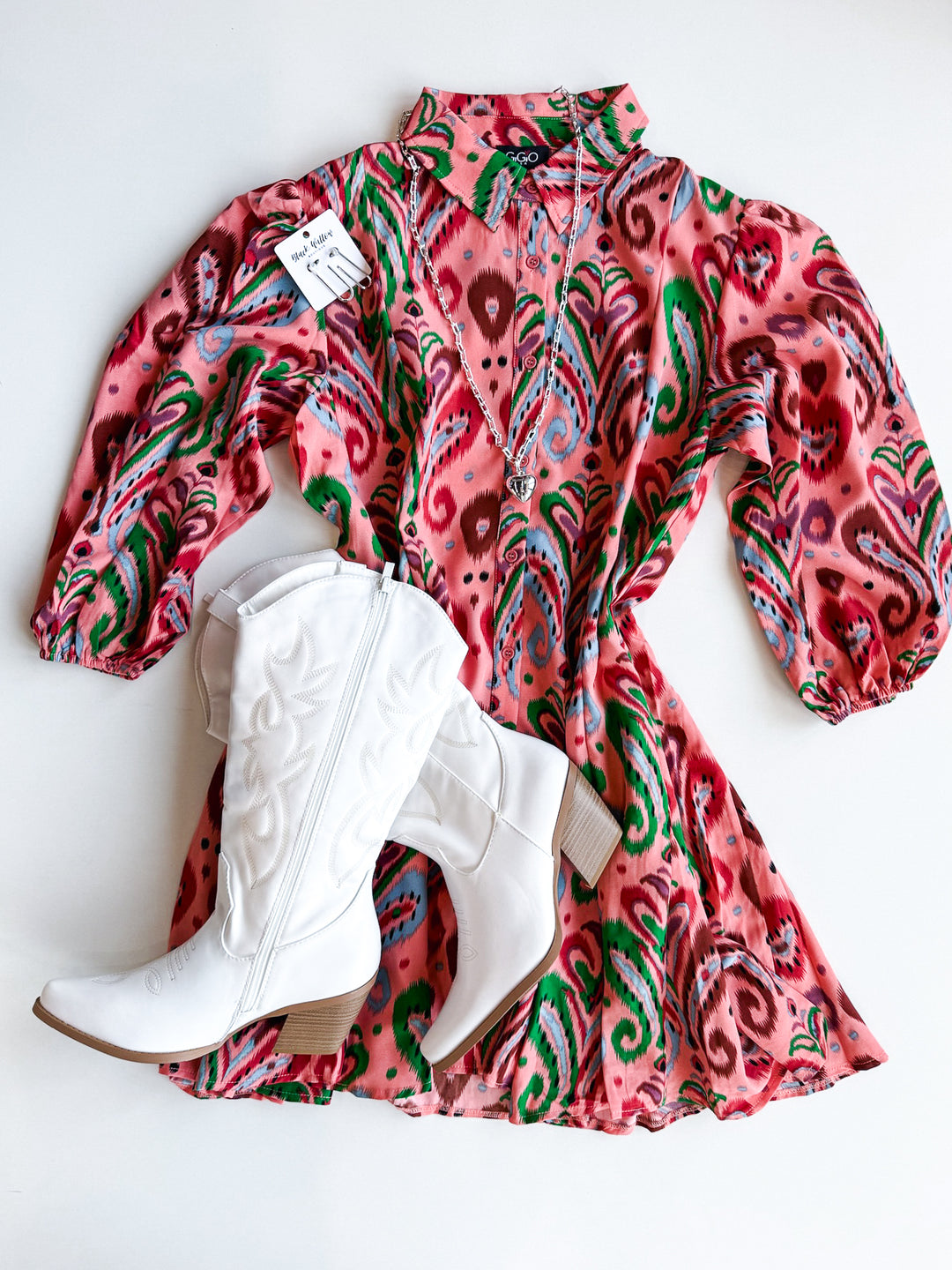 Playfully Pleated Print Dress
