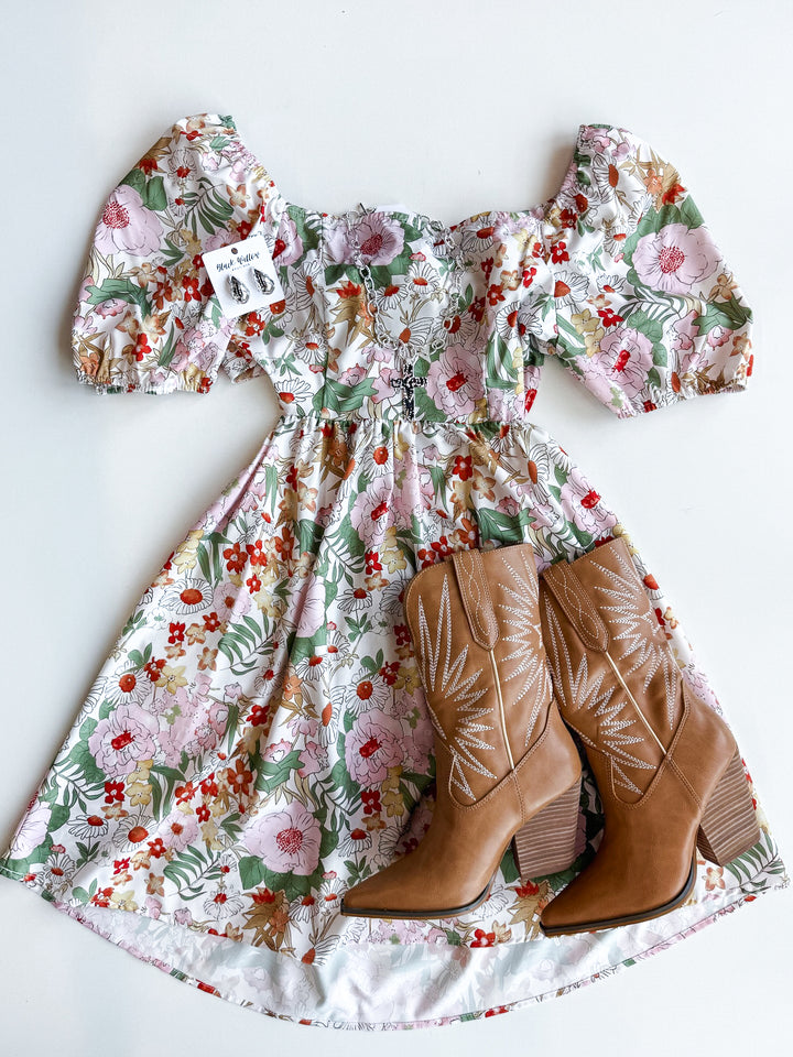 FINAL SALE - Fall Floral Tie Back Dress