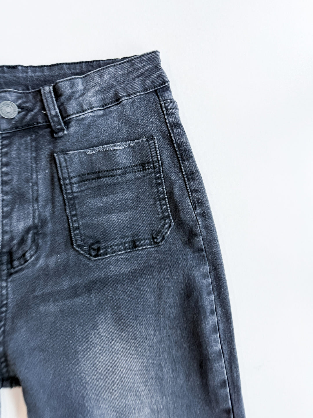 FINAL SALE - Black Super Stretch Front Pocket Flare Jeans