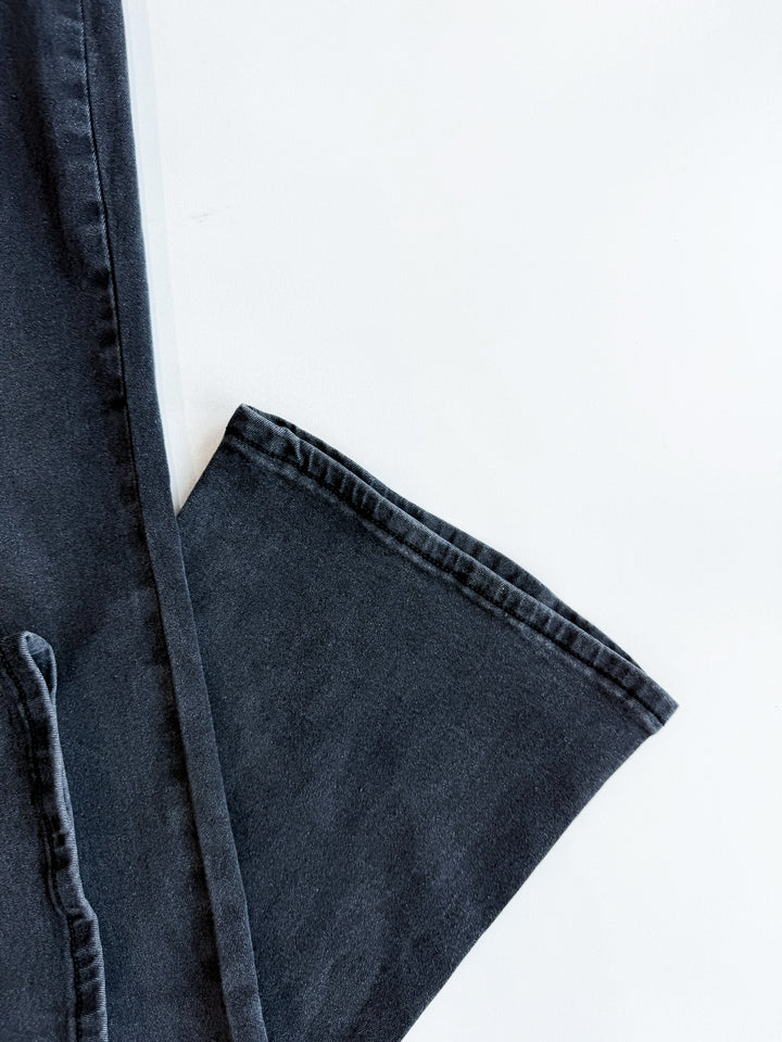 FINAL SALE - Black Super Stretch Front Pocket Flare Jeans