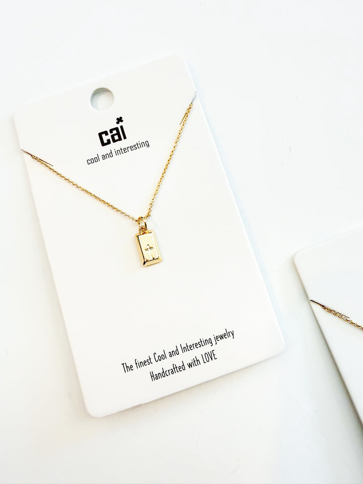 Plaque Cross Necklace