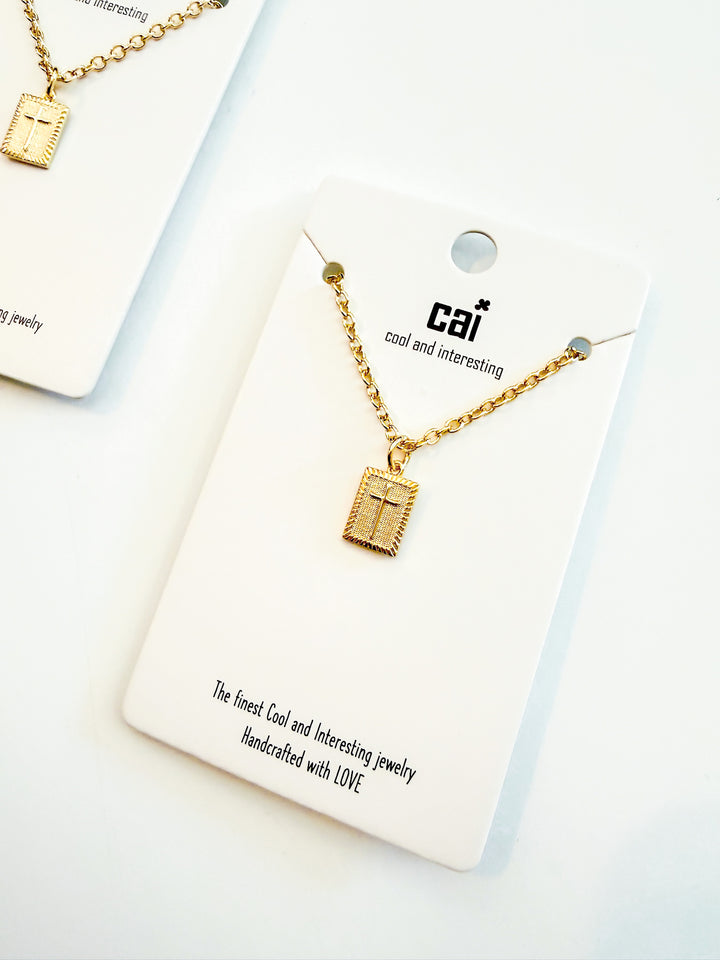 Plaque Cross Necklace