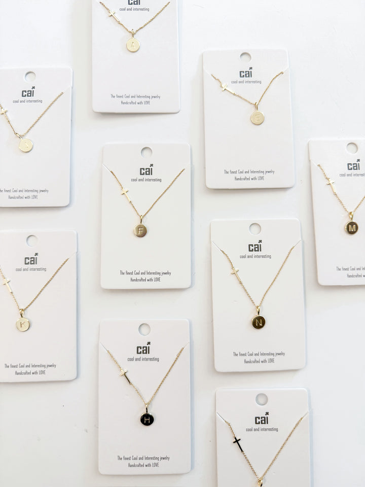 Dainty Chain with Cross & Initial Necklace
