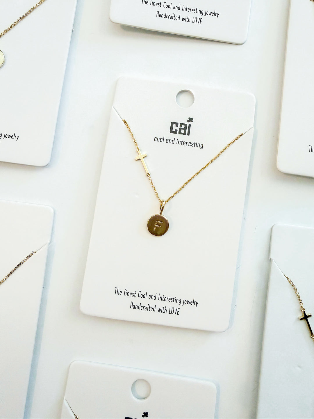Dainty Chain with Cross & Initial Necklace