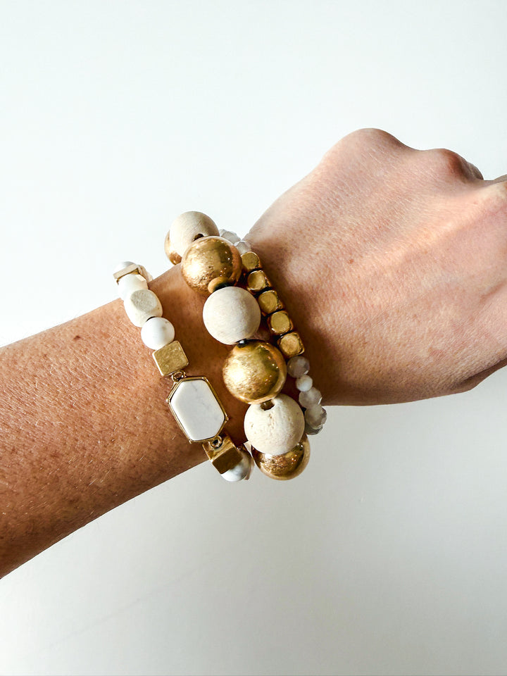 Aria Shore Bead & Wood Stretch Stack