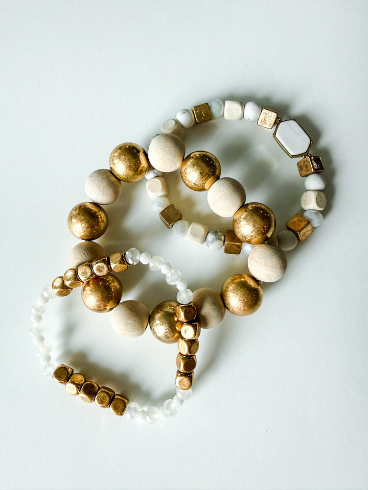 Aria Shore Bead & Wood Stretch Stack