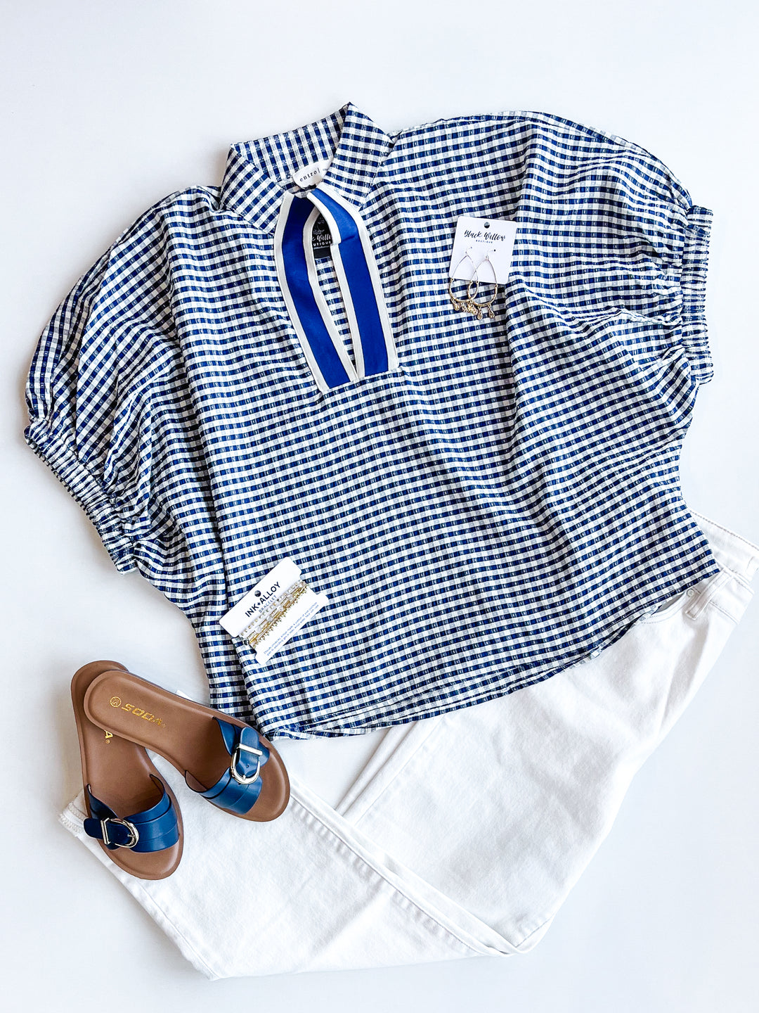 Driftwood Checked Top