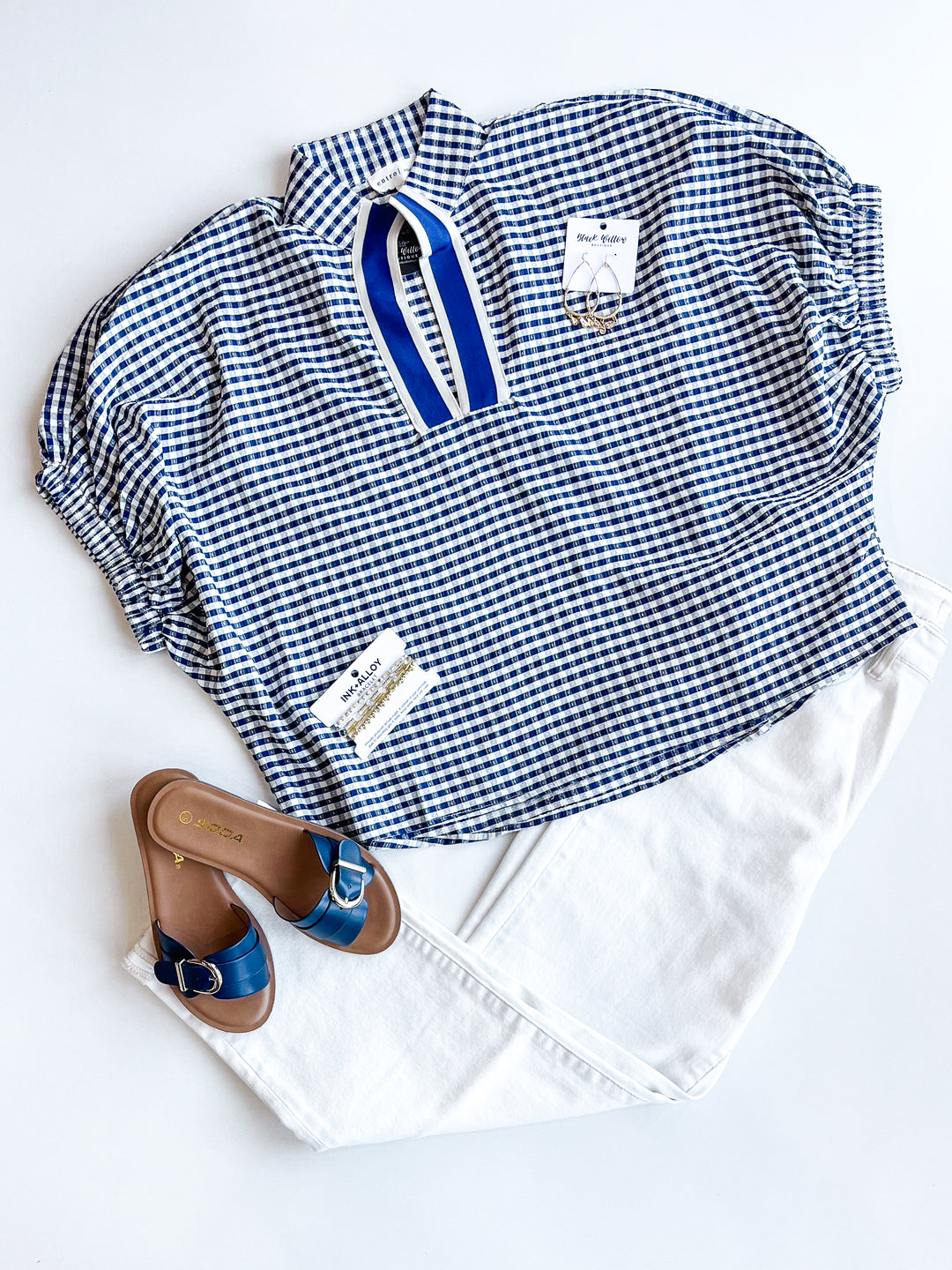 Driftwood Checked Top