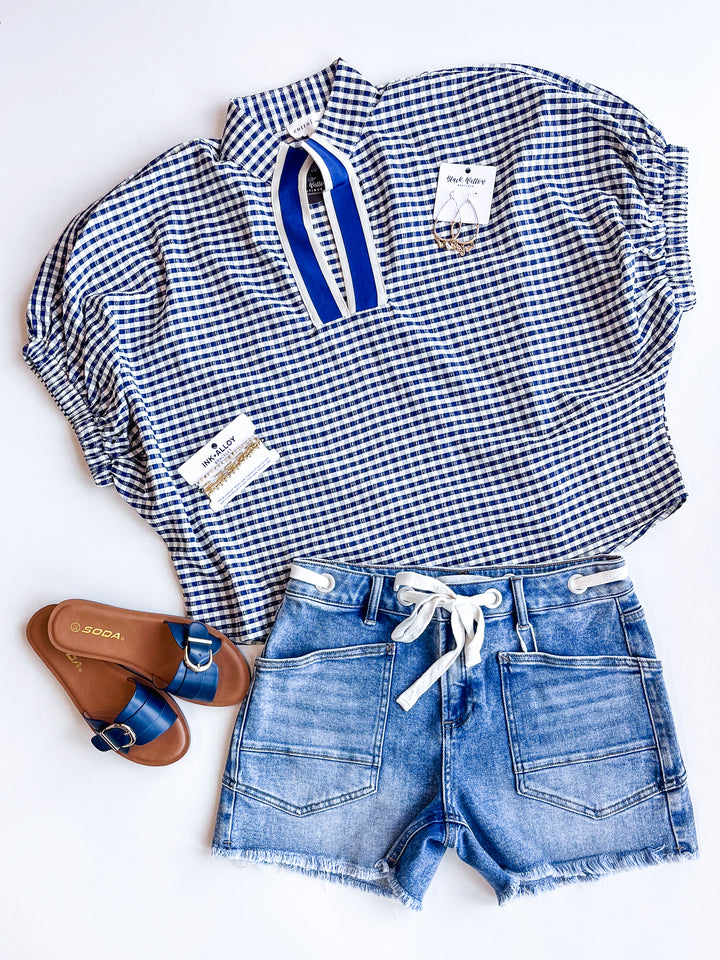 Driftwood Checked Top