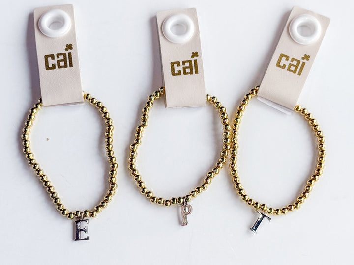 Two-Tone Initial Stretch Bracelet