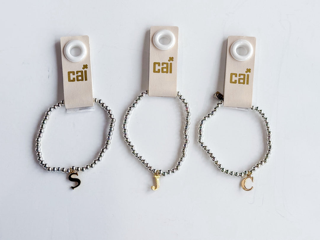 Two-Tone Initial Stretch Bracelet