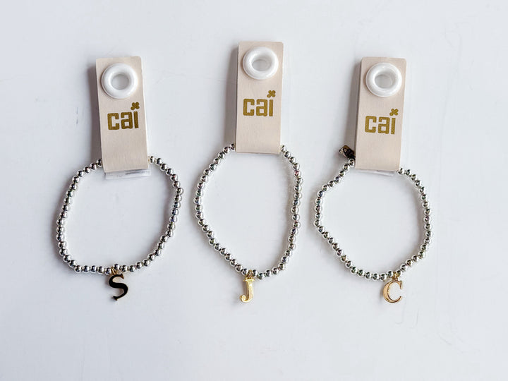 Two-Tone Initial Stretch Bracelet