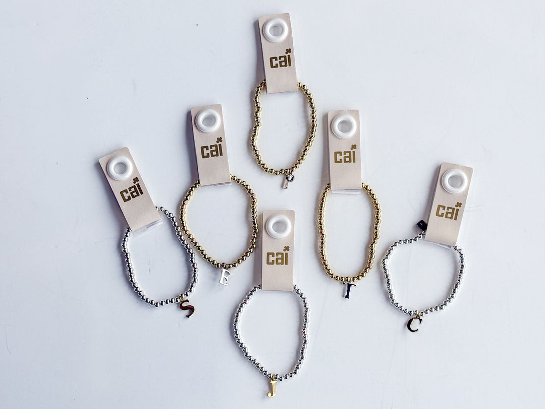 Two-Tone Initial Stretch Bracelet