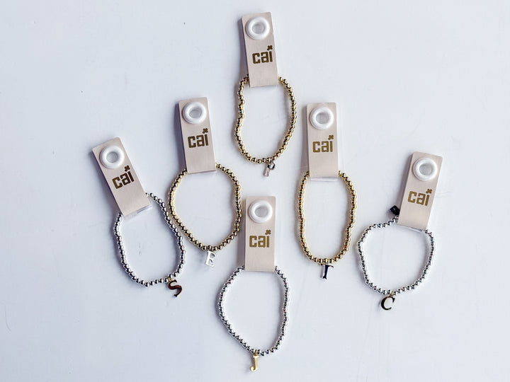 Two-Tone Initial Stretch Bracelet
