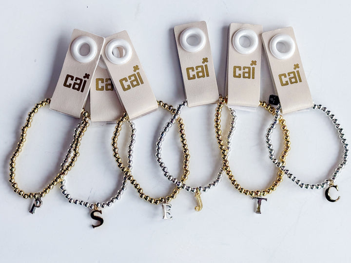 Two-Tone Initial Stretch Bracelet