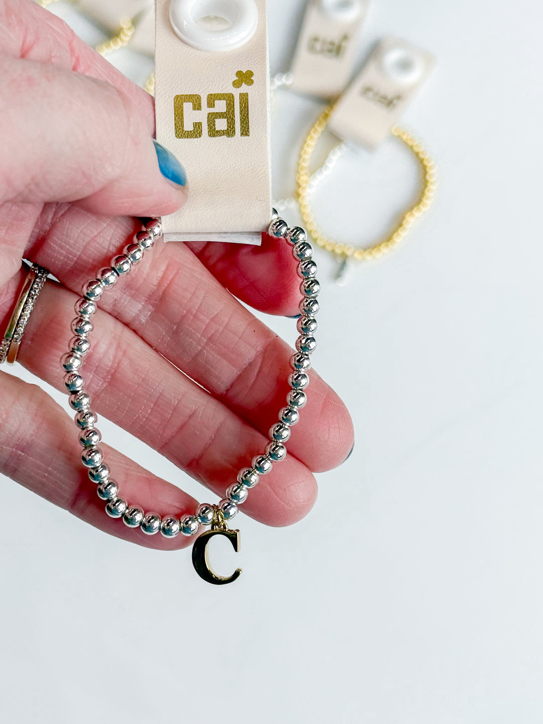 Two-Tone Initial Stretch Bracelet